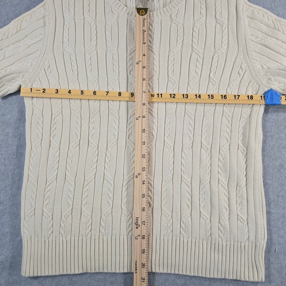 Jones New York Country Cream Cable Knit Short Sleeve Cotton Sweater Large - Picture 5 of 14